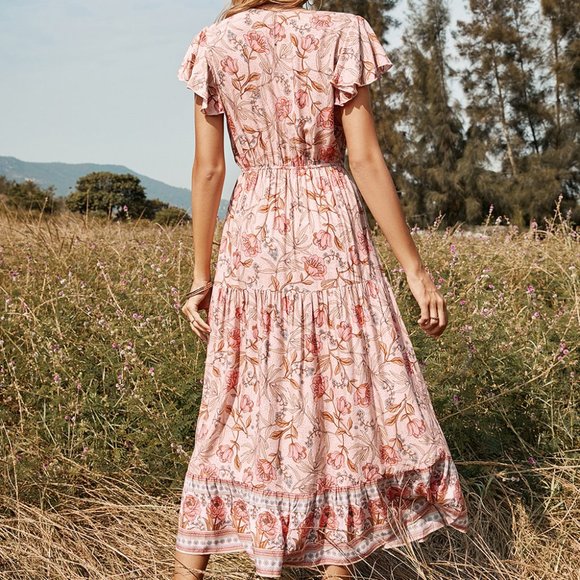 Ruffle-Edged Boho Floral Dress - Picture 10 of 11